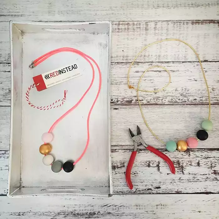 Pastel Beads on Pink or Gold Cord Necklace