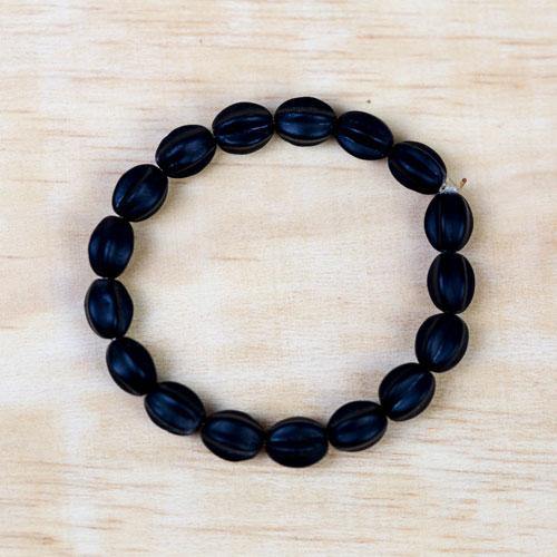 Black Glass Bead Stretch Fashion Bracelet - Red Instead - Handmade in Canberra, Australia