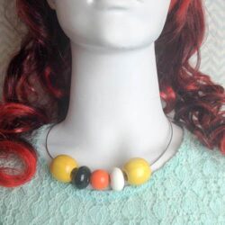 Citrus Bead Chunky Statement Fashion Necklace - Red Instead - Handmade in Canberra, Australia