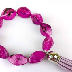 Pink Bead Stretch Fashion Bracelet with Tassel - Red Instead - Handmade in Canberra, Australia