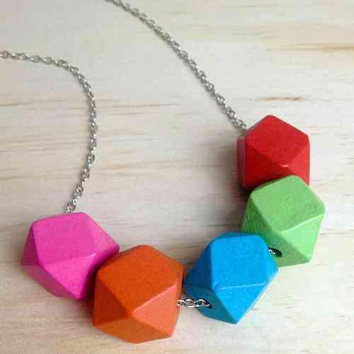 products rainbow geometric beads on long chain statement fashion necklace necklaces 2