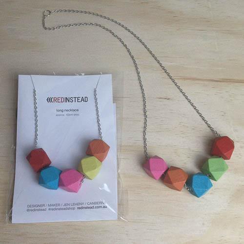 products rainbow geometric beads on long chain statement fashion necklace necklaces 3