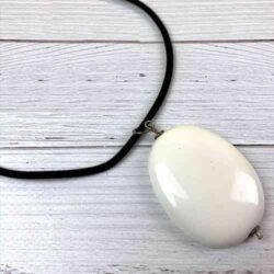 White Pendant Statement Fashion Necklace - Red Instead - Handmade in Canberra, Australia