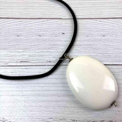 White Pendant Statement Fashion Necklace - Red Instead - Handmade in Canberra, Australia